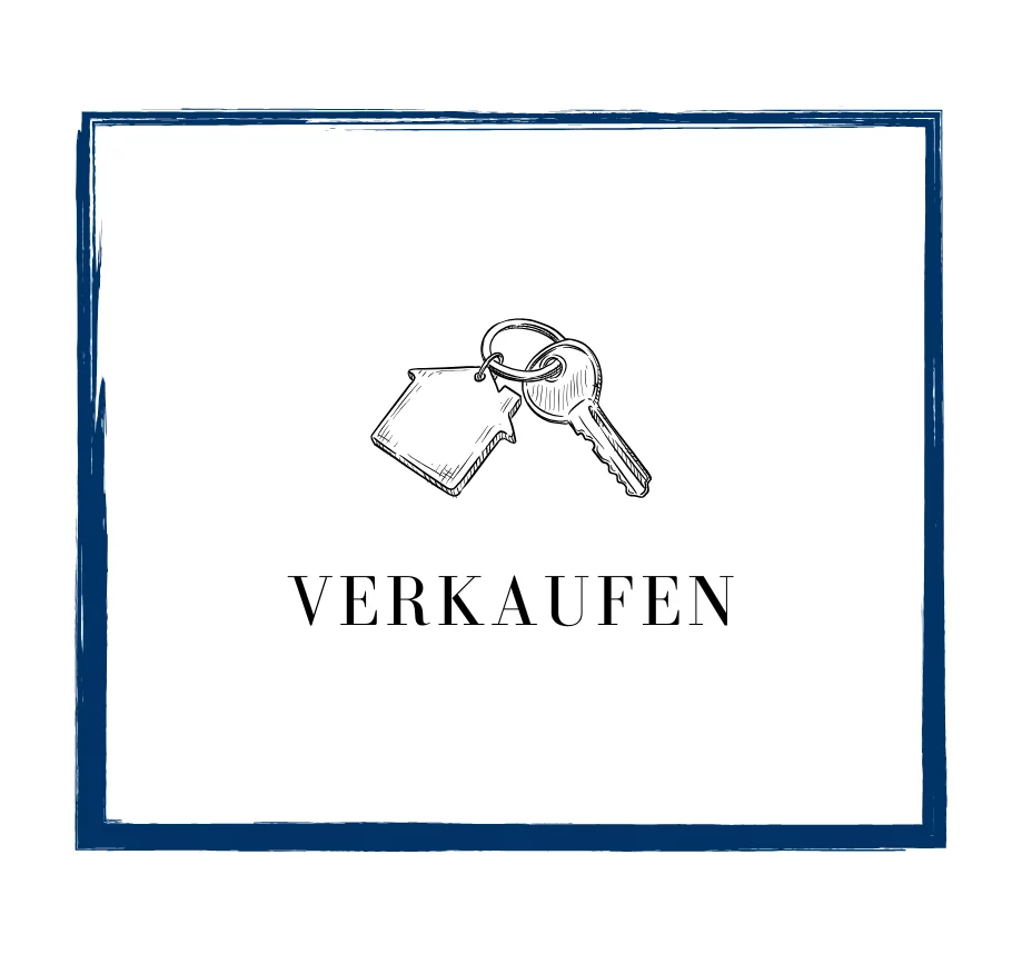 Illustration: Hausschlüssel mit Hausanhänger und der Aufschrift ‚VERKAUFEN‘. Symbol für den erfolgreichen Immobilienverkauf in Leipzig durch Immo Aslani.