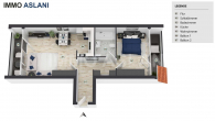 Grundriss - Vermietete 2-Zimmer-Wohnung in Leipzig-Plagwitz mit zwei Balkonen, Aufzug und TG-Stellplatz